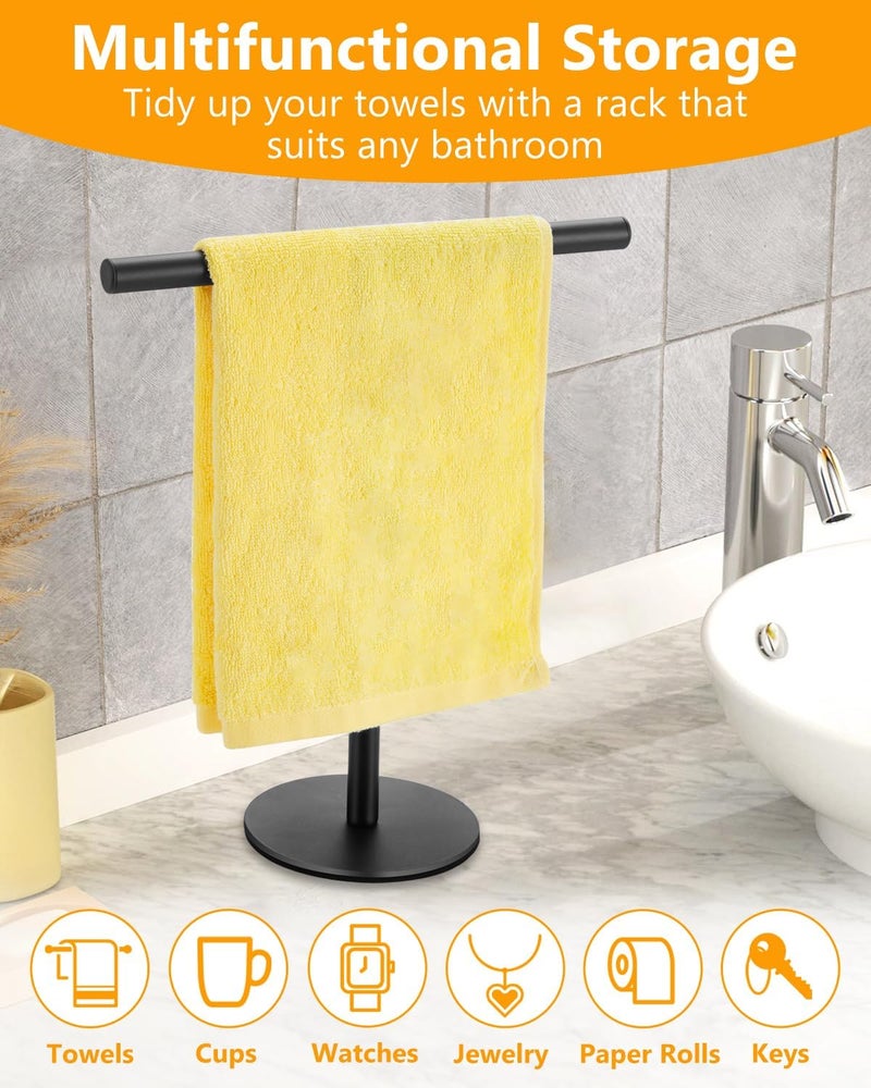 DECLUTTR Hand Towel Holder, Bathroom Towel Racks, Countertop Towel Stand, T-Shape Towel Holder for Kitchen, Matte Black Standing Towel Bar - Image 4